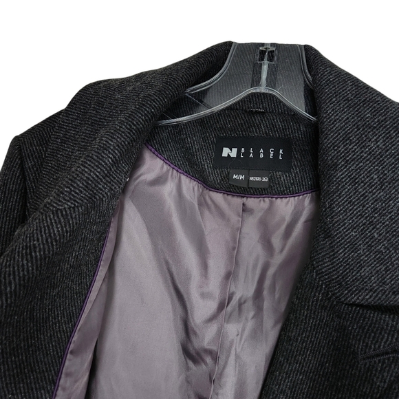 Nygard Black Label Wool Pea Coat M Charcoal Pinstripe Double Breasted - Picture 6 of 11